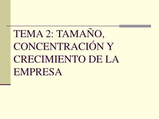 TEMA 2: TAMAÑO, CONCENTRACIÓN Y CRECIMIENTO DE LA EMPRESA