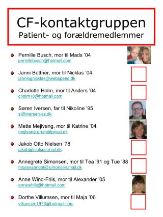 CF-kontaktgruppen Patient- og forældremedlemmer