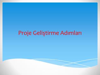 Proje Geliştirme Adımları