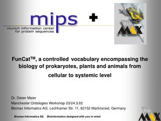 Dr. Dieter Maier Manchester Ontologies Workshop 23/24.3.02