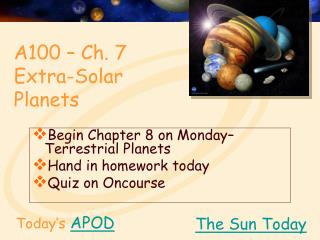 A100 – Ch. 7 Extra-Solar Planets
