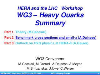 HERA and the LHC Workshop WG3 – Heavy Quarks Summary