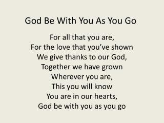 God Be With You As You Go