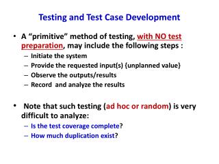 Testing and Test Case Development