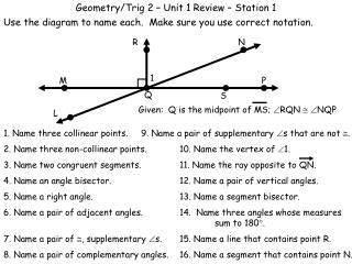 Geometry/Trig 2 – Unit 1 Review – Station 1