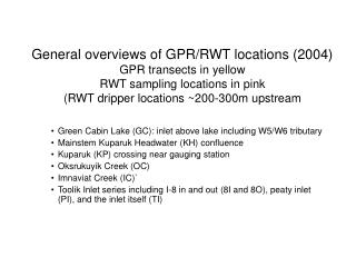 Green Cabin Lake (GC): inlet above lake including W5/W6 tributary