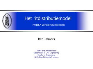 Het ritdistributiemodel H01I6A Verkeerskunde basis