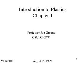 Introduction to Plastics Chapter 1