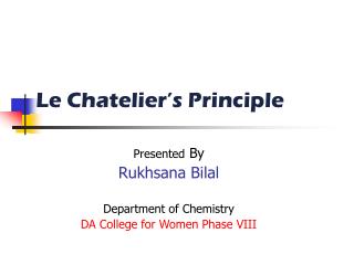 Le Chatelier’s Principle