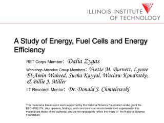 A Study of Energy, Fuel Cells and Energy Efficiency