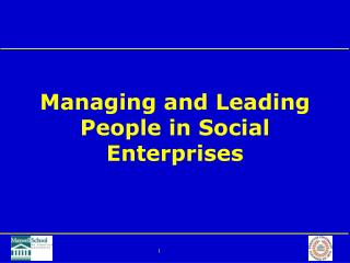 Managing and Leading People in Social Enterprises