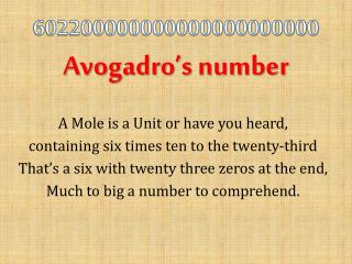 602200000000000000000000 Avogadro’s number