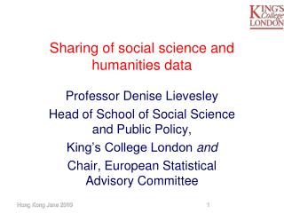 Sharing of social science and humanities data