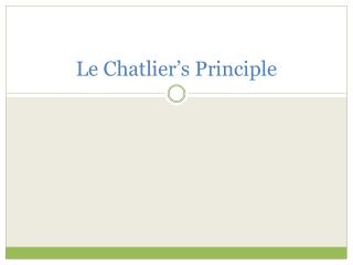 Le Chatlier’s Principle
