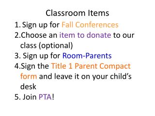 Classroom Items