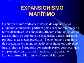 EXPANSIONISMO MARÍTIMO