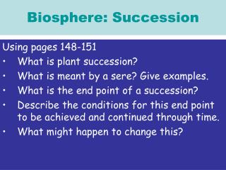 Biosphere: Succession