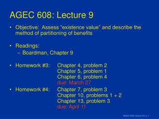 AGEC 608: Lecture 9