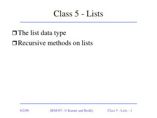Class 5 - Lists