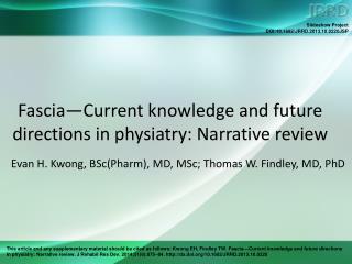 Fascia—Current knowledge and future directions in physiatry: Narrative review