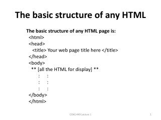 The basic structure of any HTML
