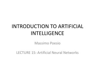 INTRODUCTION TO ARTIFICIAL INTELLIGENCE