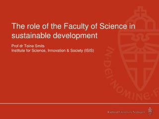 The role of the Faculty of Science in sustainable development