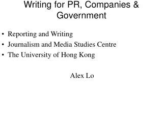 Writing for PR, Companies &amp; Government