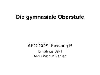 Die gymnasiale Oberstufe