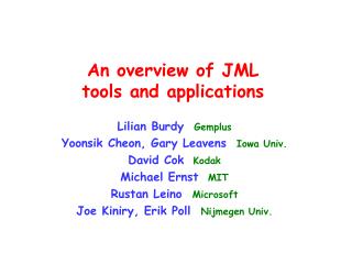 An overview of JML tools and applications