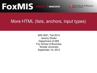 More HTML (lists, anchors, input types)