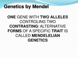 Genetics by Mendel
