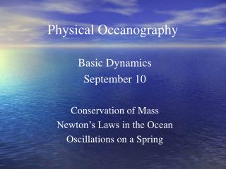 Physical Oceanography