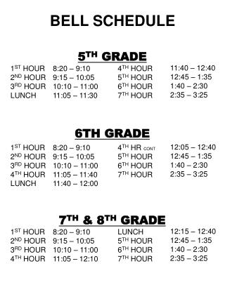 BELL SCHEDULE