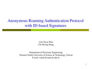 Anonymous Roaming Authentication Protocol with ID-based Signatures