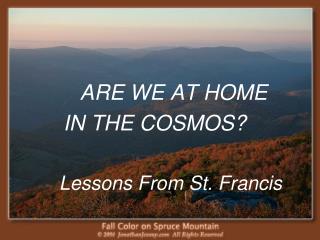 ARE WE AT HOME IN THE COSMOS? 	Lessons From St. Francis