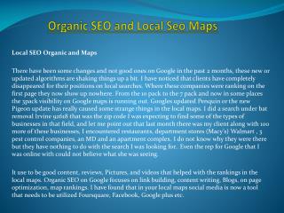 Organic SEO and Local Seo Maps