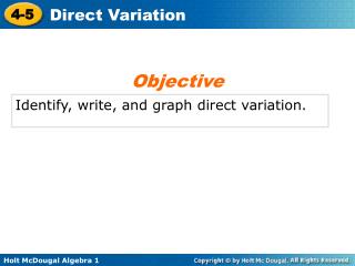 Identify, write, and graph direct variation.