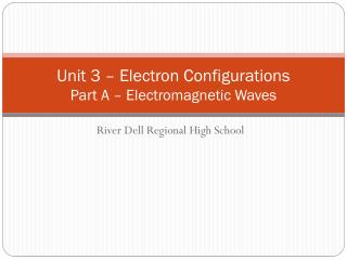 Unit 3 – Electron Configurations Part A – Electromagnetic Waves