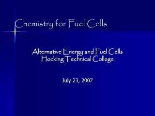 Chemistry for Fuel Cells