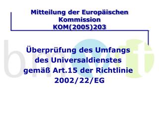 Mitteilung der Europäischen Kommission KOM(2005)203