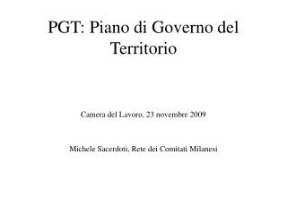 PGT: Piano di Governo del Territorio