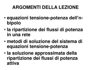 ARGOMENTI DELLA LEZIONE