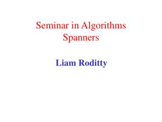 Seminar in Algorithms Spanners