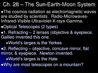 Ch. 28 – The Sun-Earth-Moon System