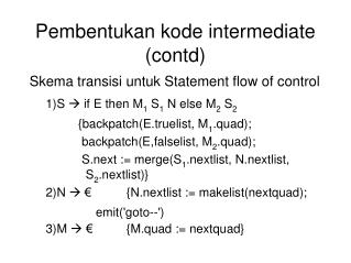 Pembentukan kode intermediate (contd)