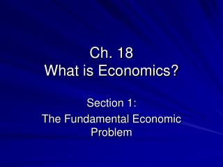 Ch. 18 What is Economics?