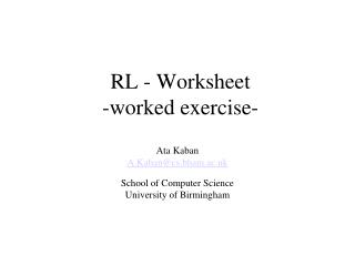 RL - Worksheet -worked exercise-