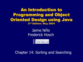 Chapter 14: Sorting and Searching