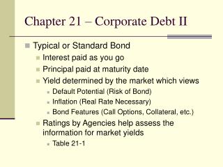 Chapter 21 – Corporate Debt II